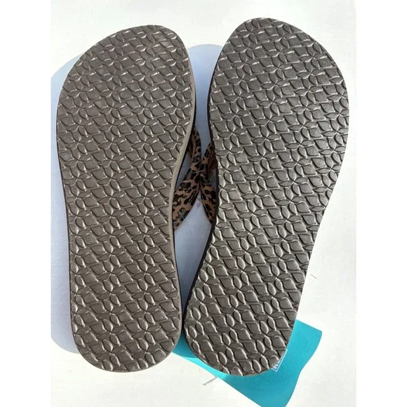 Reef Cushion Breeze Leopard Print Flip Flops Womens 5 Brown Sandals - Picture 3 of 4